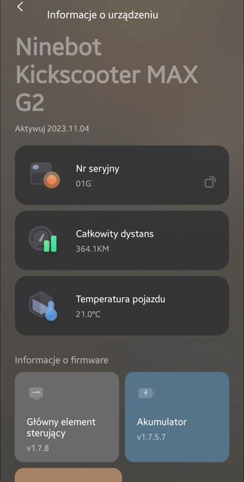 Segway Ninebot MAX G2 E, 35km/h 70KM, 15.3Ah 36V  jak nowa!