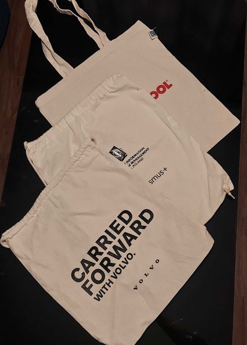 Trzy torby bawełniane ekologiczne