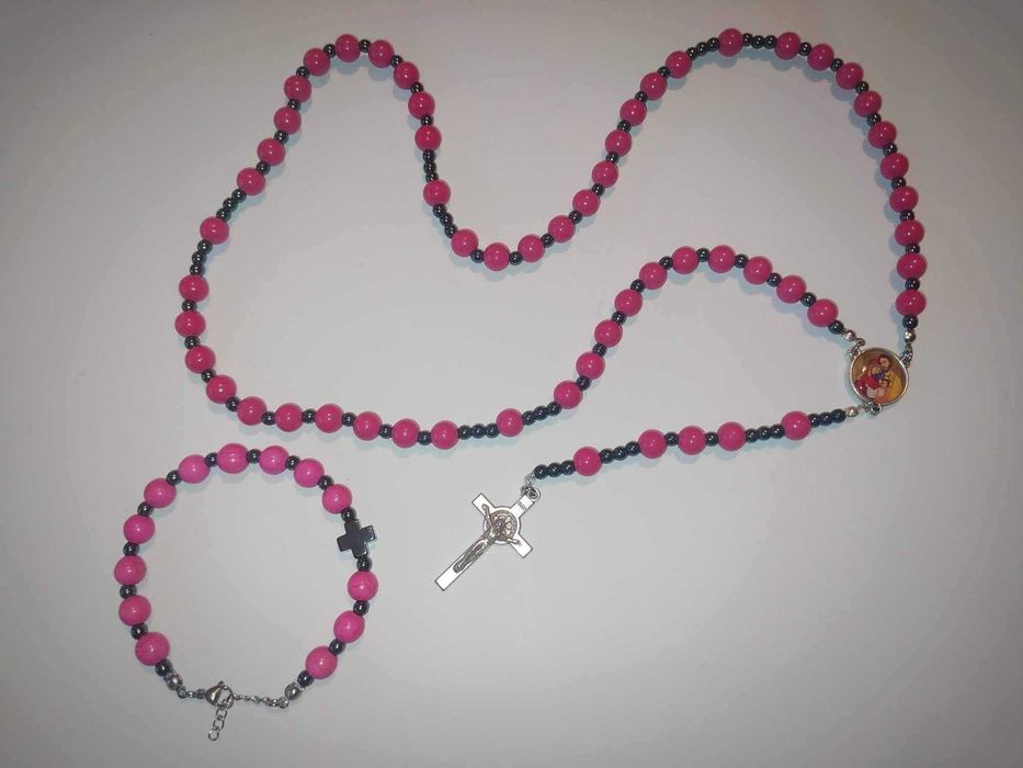 Bransoletka z kamieni naturalnych różaniec na rękę urodziny święta