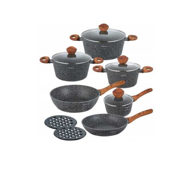 duży komplet zestaw GARNKI garnek GRANITOWE 12 ELE. 7242