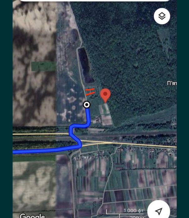 Продаж земельної ділянки 50 м до ставка і лісу,плюс оренда в с.Дерно