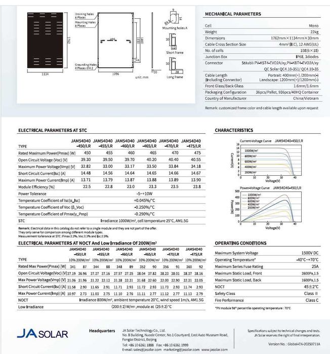 Сонячна панель JA Solar JAM54D40-470/LR 470Wp, Mono Black Frame Склад Кременчук