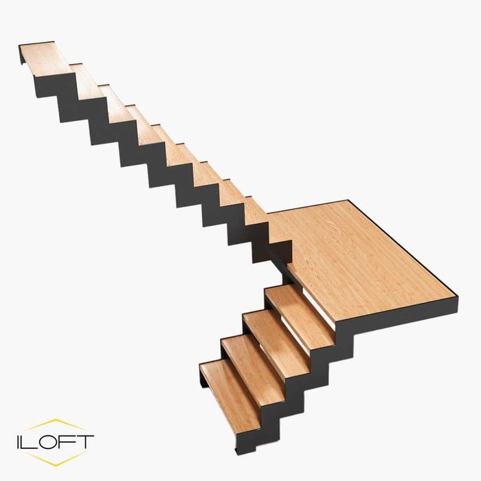 Escada ZIGZAG. Estrutura metálica de escadaria para casa ou escritório