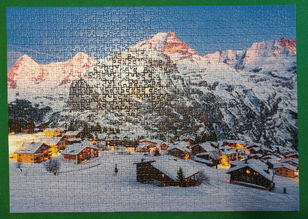 Puzzle Ravensburger „Góry w Szwajcarii” 1000 elementów (kompletne).