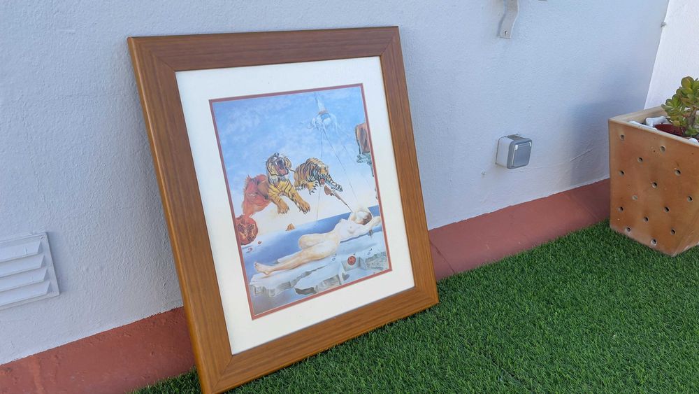 Conjunto 4 Quadros Salvador Dalí – Moldura Madeira, Pass-Partout Duplo