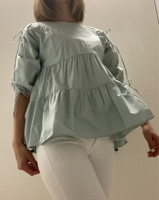 Blusa Zara, popelina, tamanho XS, verde
