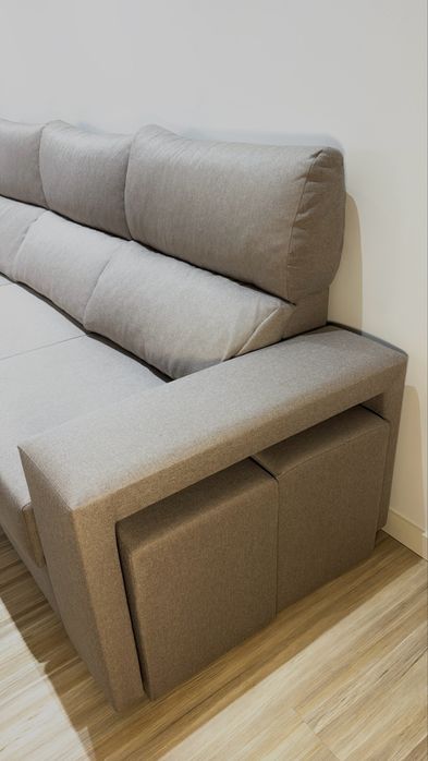 Sofá chaise long marbella bege/cinza