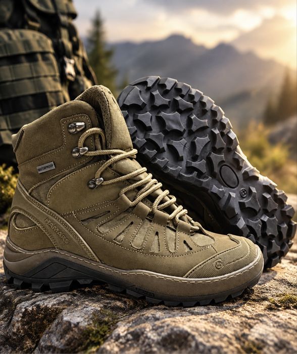 Берці Gore-Tex / демісезонні / мембрана / не промокають / натуральна шкіра / прошиті / койот олива чорні / є опт / оплата при отриманні