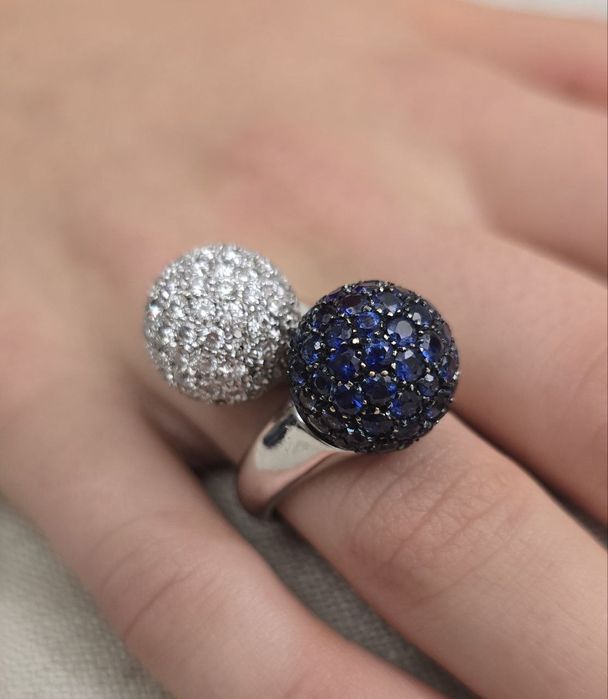 Золотое кольцо BIBIGI, 3.99ct бриллиантов и 4.77 ct сапфиры.Золото750