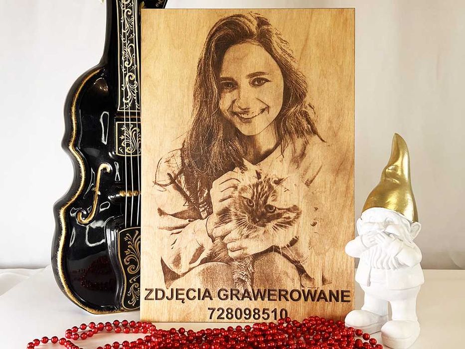 Zdjęcie grawerowane w drewnie - 29 cm x 20 cm