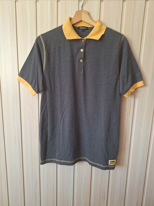 Uniform Partner koszulka polo 38 M szara żółte dodatki kołnierzyk 80 % bawełna