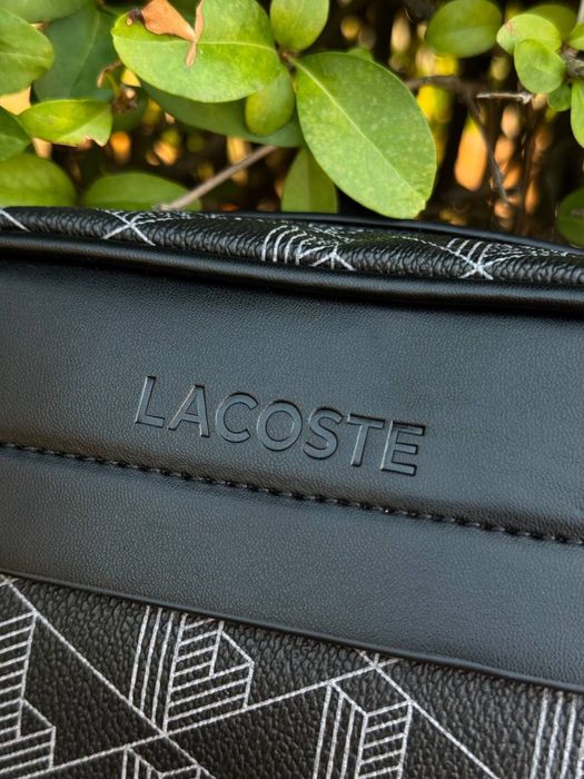 Сумка Lacoste monogram green черная через плечо барсетка Лакост