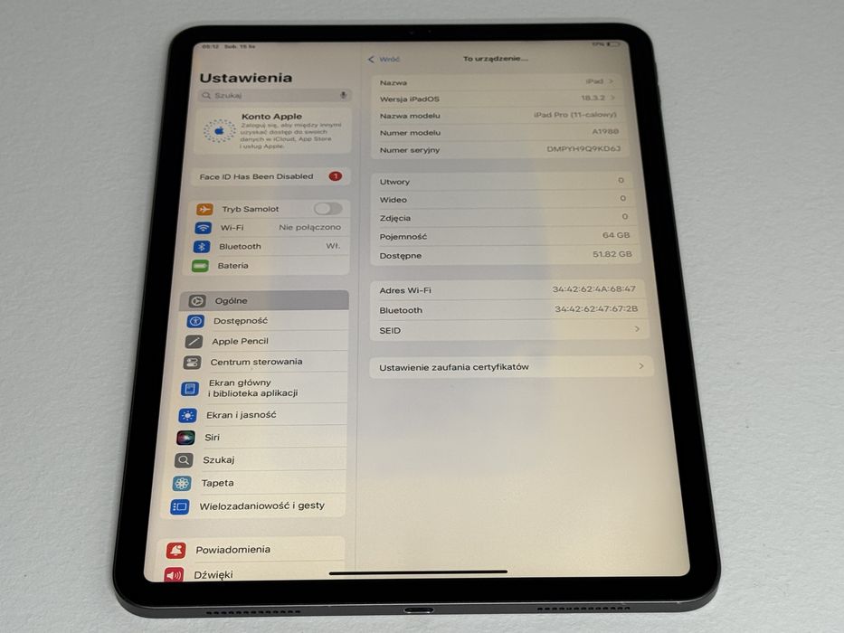 iPad Pro 11 1. gen. (A1980) 64GB - wada - faktura VAT 23%