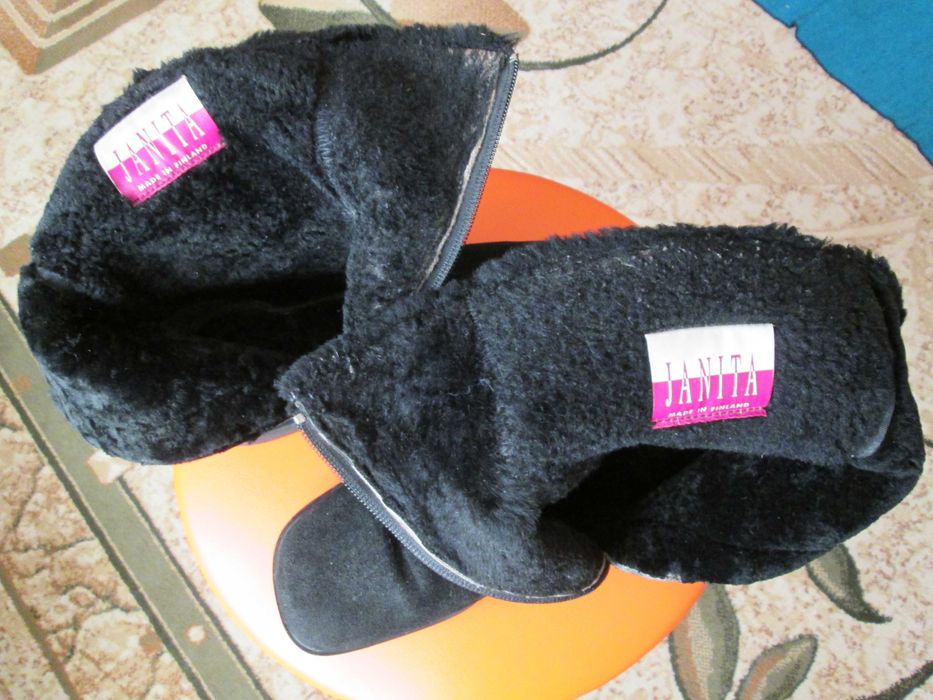 Сапоги женские Финляндия, натуральная замша и мех овчина р.35-36