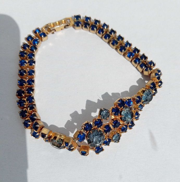 Браслет вінтажний Сині камінчики. Чеська вінтажна біжутерія