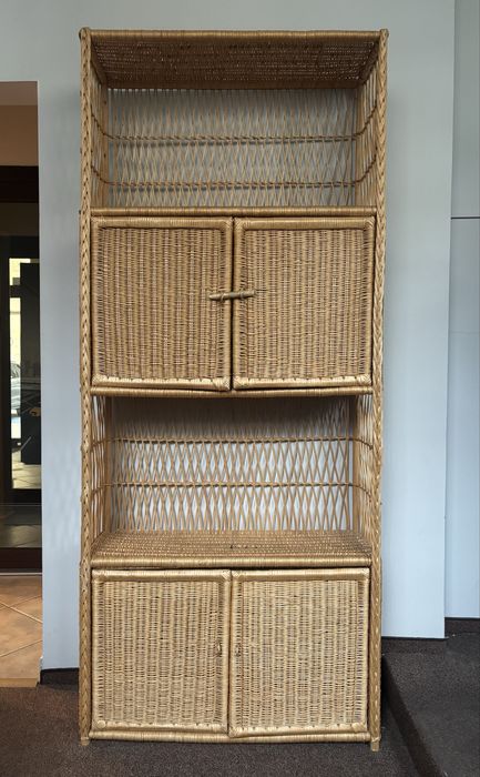 Boho Regał wiklinowy szafka z półkami