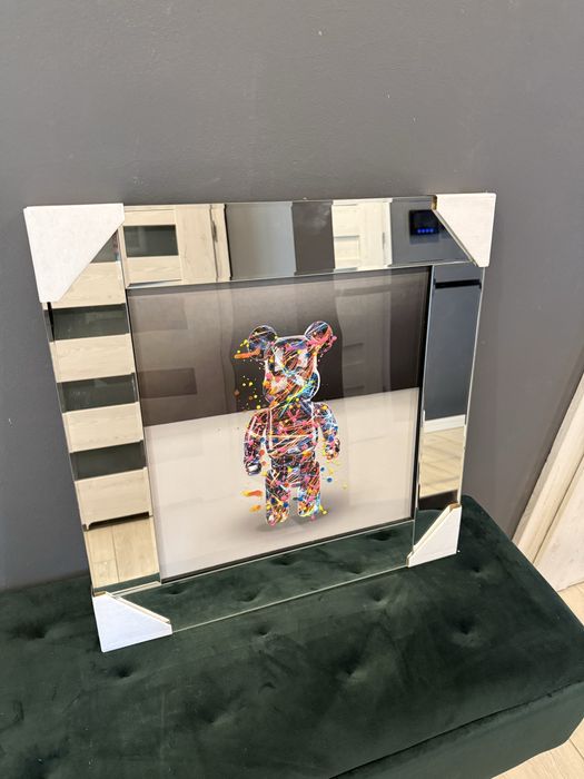 Obraz Bearbrick pop-art / street art szkło, lustro, drewno, miś,
