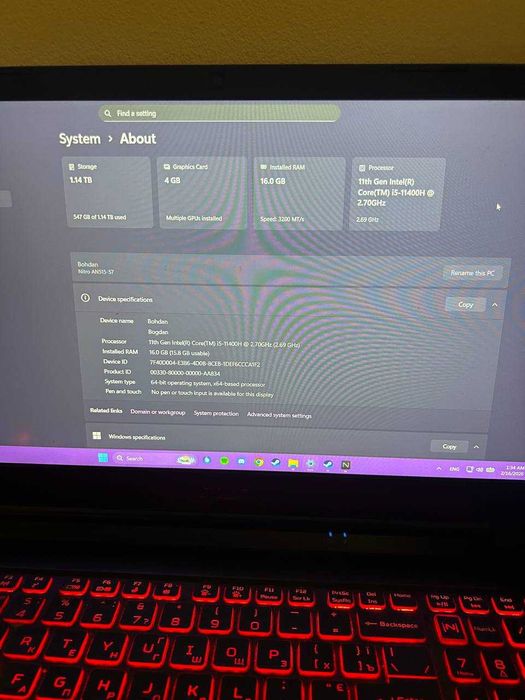 okazja Acer Nitro 5 AN515-57 / i5-11400H / RTX 3050 4GB / 16GB RAM
