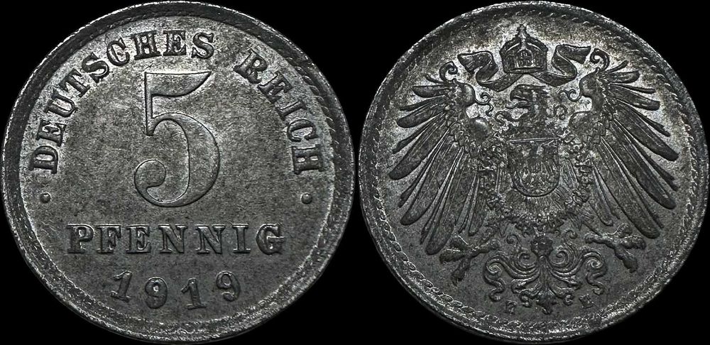 5 Pfennig - 1919 - Alemanha - Cunhagem "E" - Muldenhütten