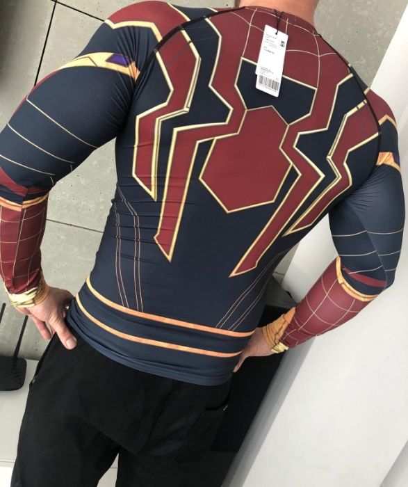 Koszulka Termoaktywna NA SIŁOWNIE Rashguard Spider-man złoty długi