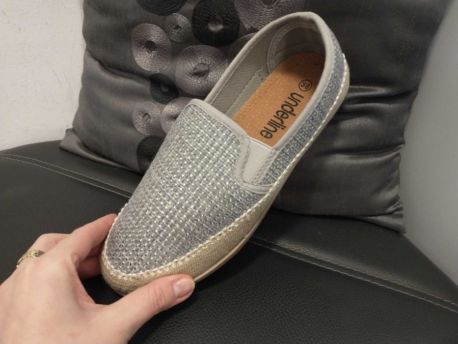 R 39 tenisówki espadryle damskie nowe lekkie wygodne buty szare 24,5cm
