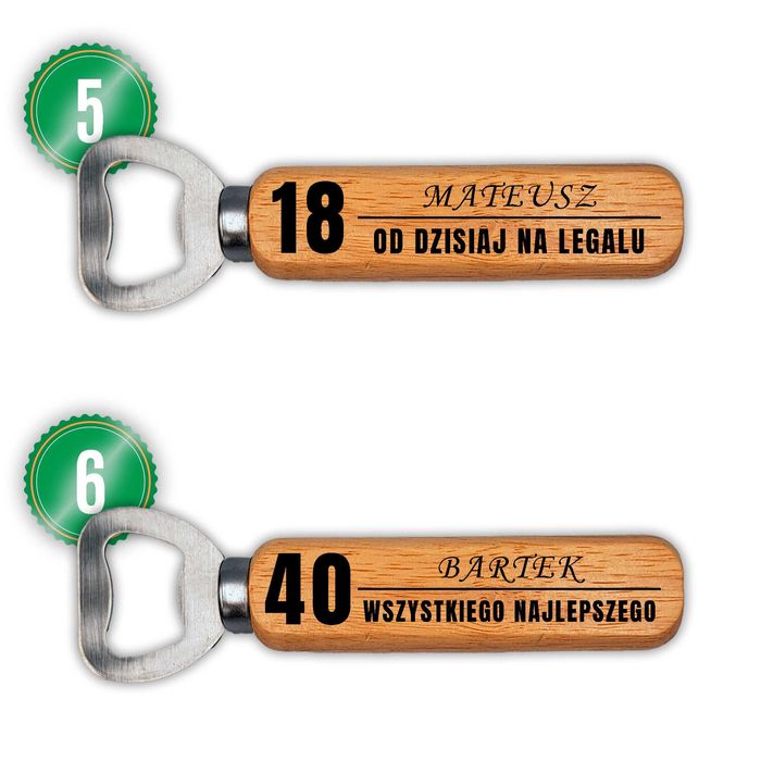 Drewniany otwieracz do butelek piwa z GRAWEREM - Super Prezent