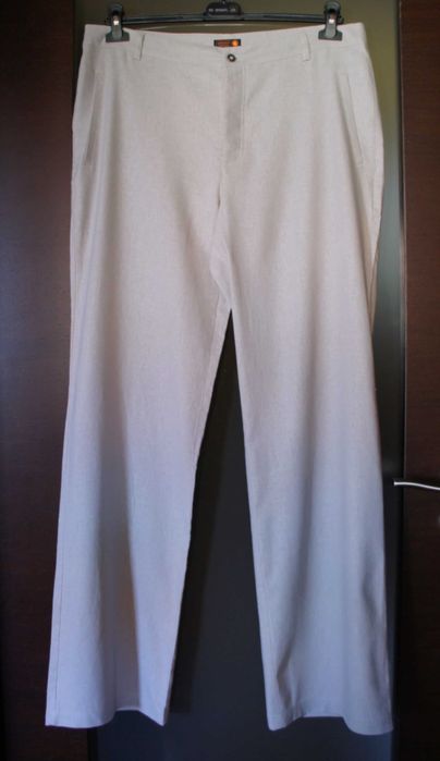 męskie spodnie lniane luźne XL / W36 szare szwedy len wiskoza letnie