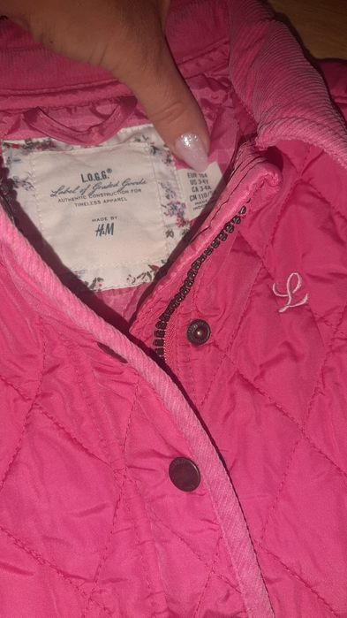 Kurtka wiosenna 104 kurteczka H&M pikowana różowa płaszczyk
