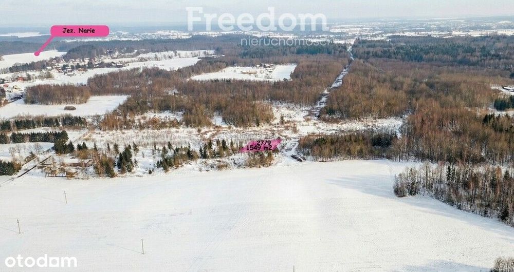 Malownicza działka 750m od jez Narie Warmia Mazury