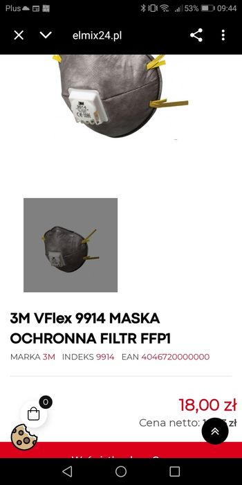 Maska ochronna 3M filtr FFP1