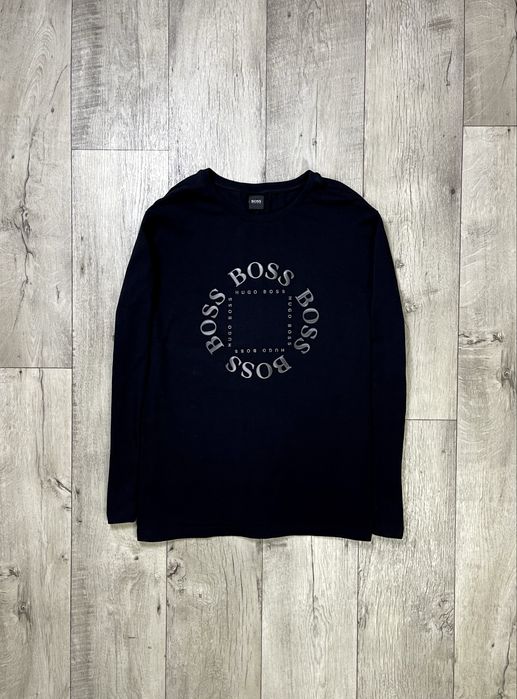 Hugo Boss кофта лонгслив 2XL размер спортивная черная с принтом