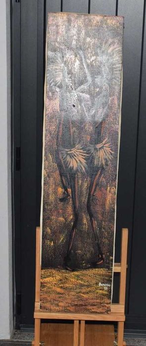 Quadro africano (Angola) pintado a tinta de óleo – Casal de dançarinos - 1997