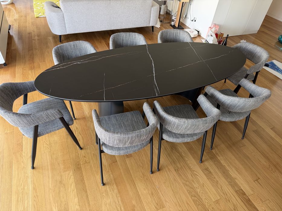 Mesa de jantar Cerâmica Sahara Noir Mate 2,50m – Design luxo