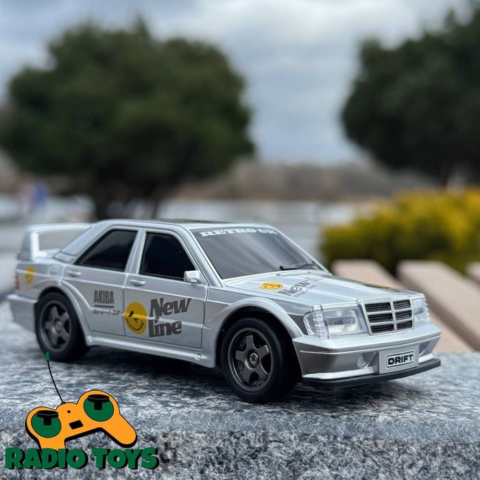 Дрифт машинка Mercedes W201 Mini Drift Сіра на радіокеруванні 1:43