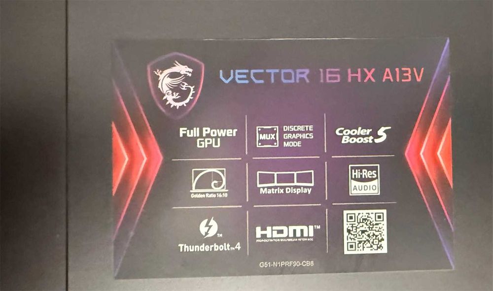Laptop MSI Vector 16 hx a13vhg-rtx 4080 | 64GB ram | 3TB ssd | gw