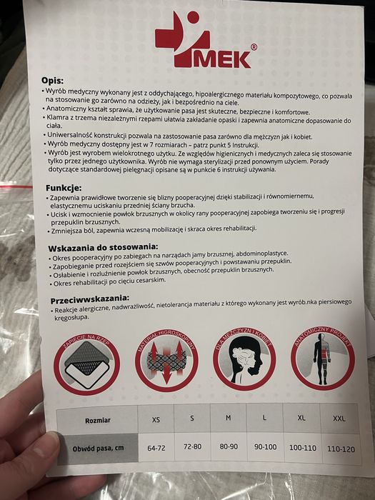 Pas brzuszny pooperacyjny z 3 niezależnymi rzepami