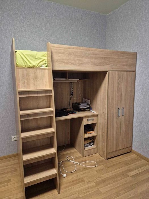 Функціональне підліткове ліжко-дах 3в1: ліжко + шафа + стіл