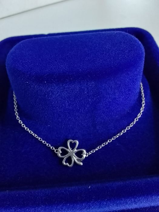 Srebrna bransoletka z koniczyną srebro 925 długość 17 cm   437
