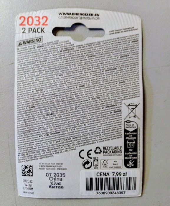 Energizer Bateria litowa guzikowa 2032 4 szt.