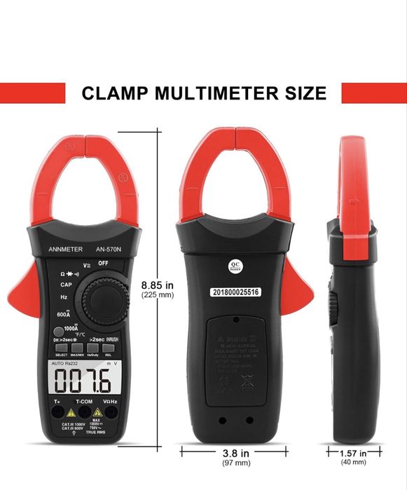 Cyfrowy cęgowy multimetr, 6000 zliczeń TRMS automatyczny