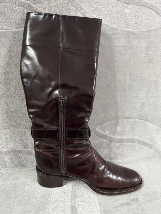 Truman's Handmade Leather High Boots Heel Brown 38 skórzane wysokie kozaki na obcasie