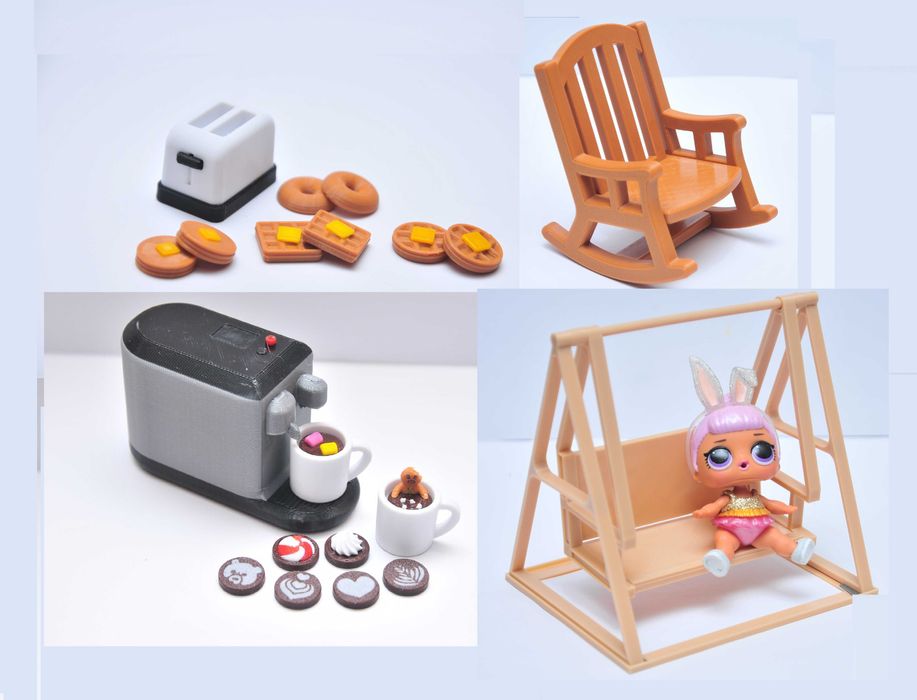 Мебель для кукол ЛОЛ LOL кукольная еда кофемашина тостер кресло качеля