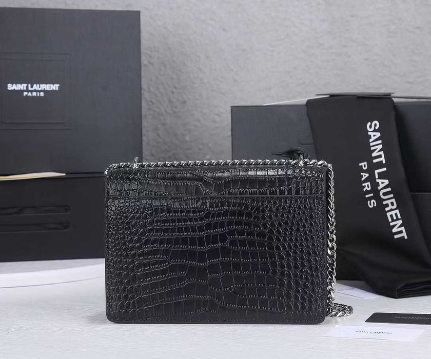 Łańcuszek z logo SAINT LAURENT z wytłoczonym wzorem krokodyla