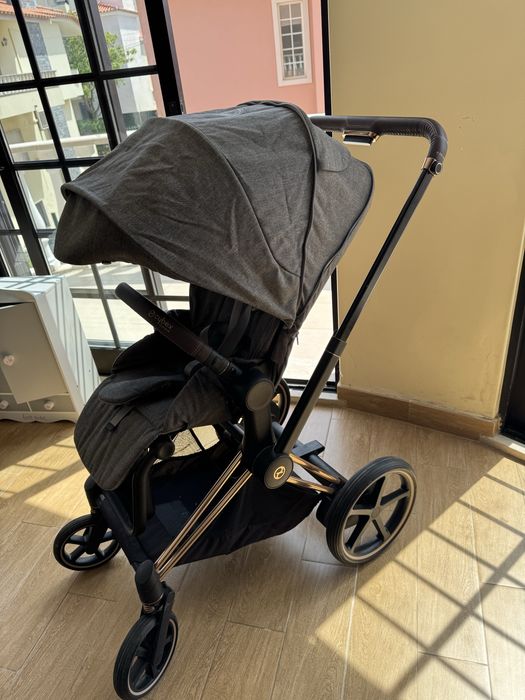 Trio Elétrico Cybex e-Priam Rose Gold Platinum (Completo + Base Isofix Z)