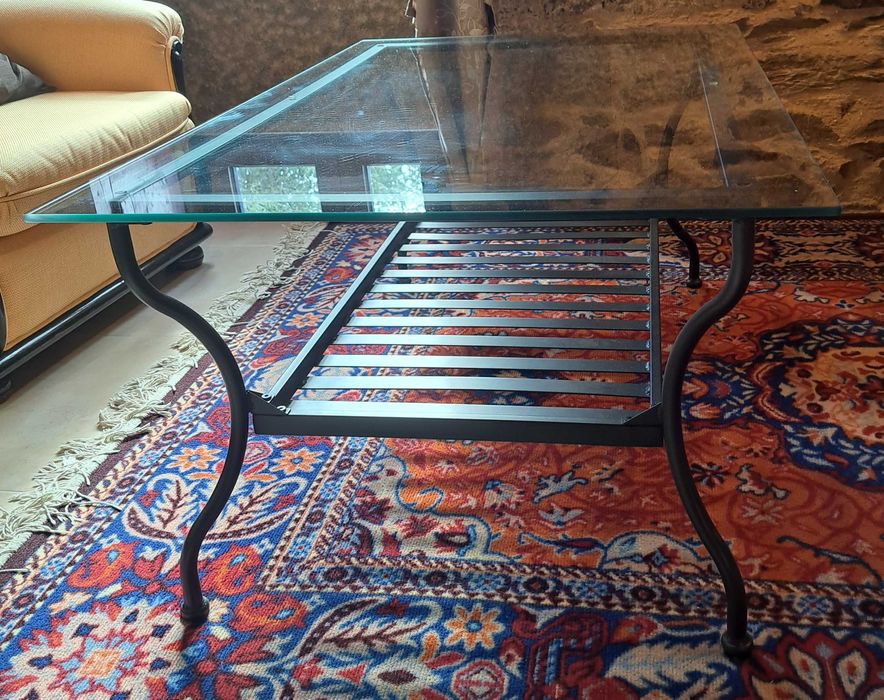 Mesa de Centro Vidro + Estrutura Metálica