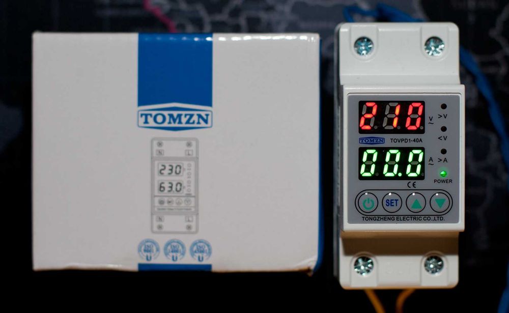 Реле защиты напряжения и тока 40А TOMZN TOVPD1-40