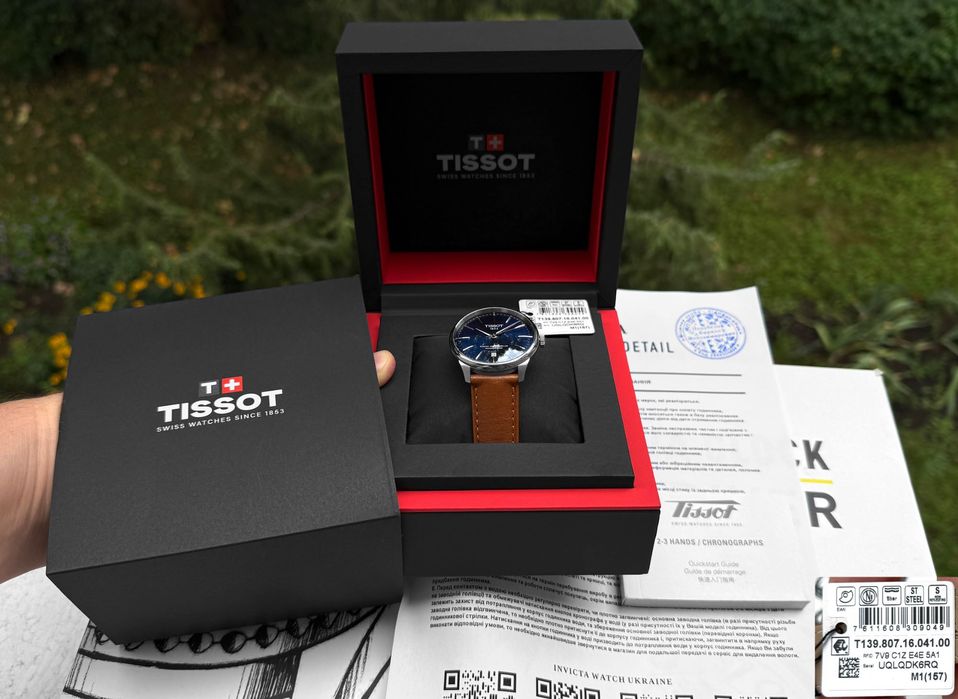 Годинник чоловічий Tissot Chemin des Tourelles T139.807.16.041.00 39 мм Powermatic 80 Nivachron Sapphire Swiss Made