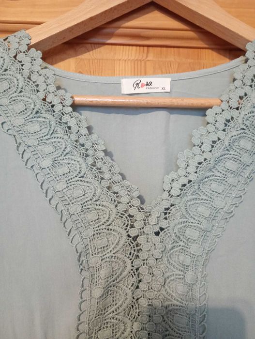 Miętowa sukienka Boho XL