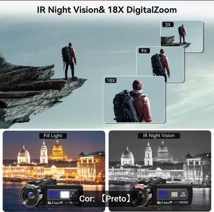 Câmera digital. Câmera de gravação de vídeo 8k