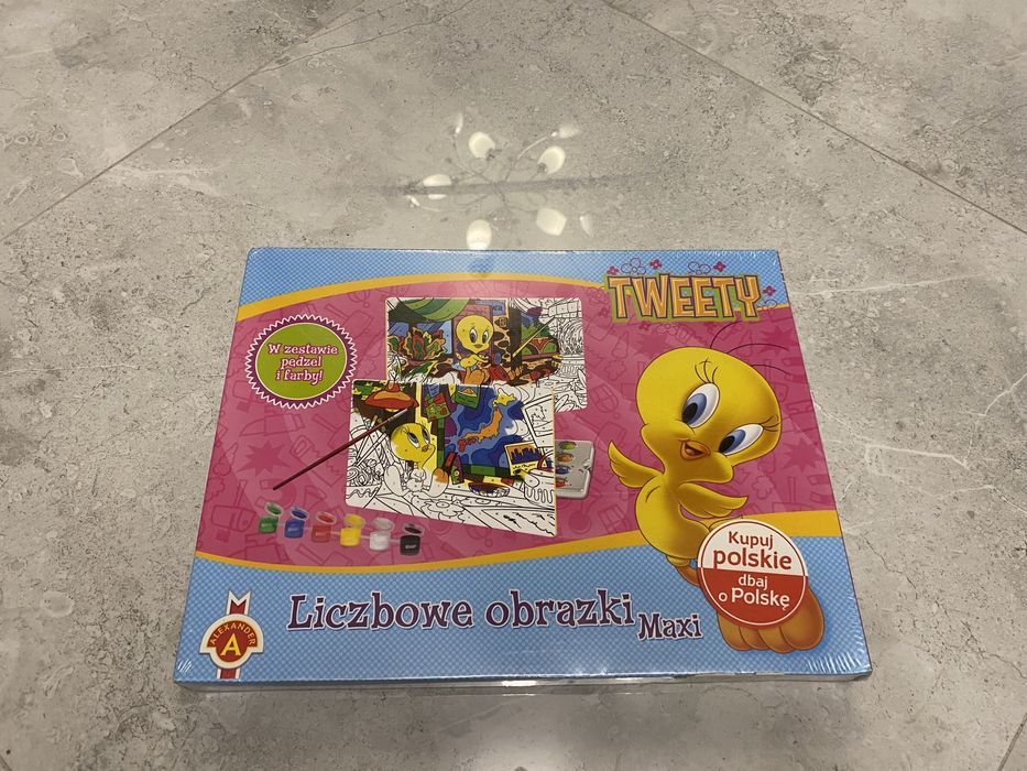 Liczbowe obrazki Maxi TWEETY W zestawie pędzel i farby